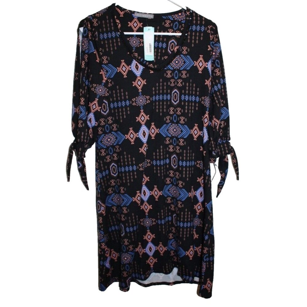 Loveappella Womens Size Small Dress 3/4 Sleeve Melonie Knit Black Coral NWT NEW